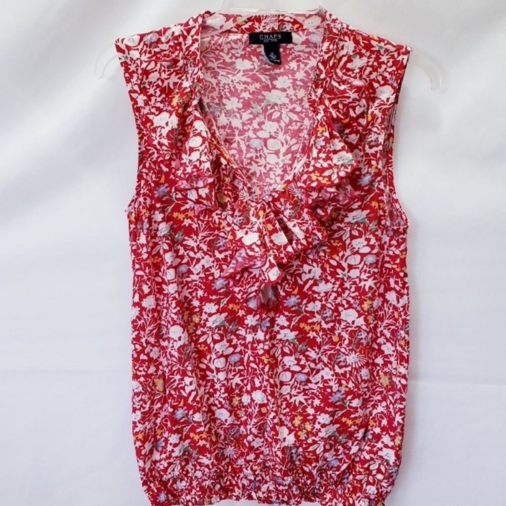 ❤️Chaps top red/white sleeveless floral 🤍MEDIUM